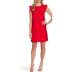 Nicole Miller Red Ruffled Sheath Dress
